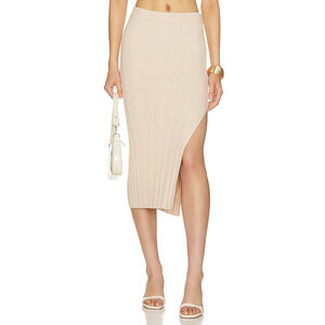 Camila Coelho 'Hyda' White Asymmetrical Slit Midi Skirt Size S - NWT
